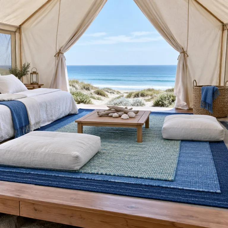 Elevated tent rugs that shape the ambiance of luxury camping stays