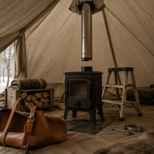 Elegant canvas tents with wood burning stoves for refined winter camping