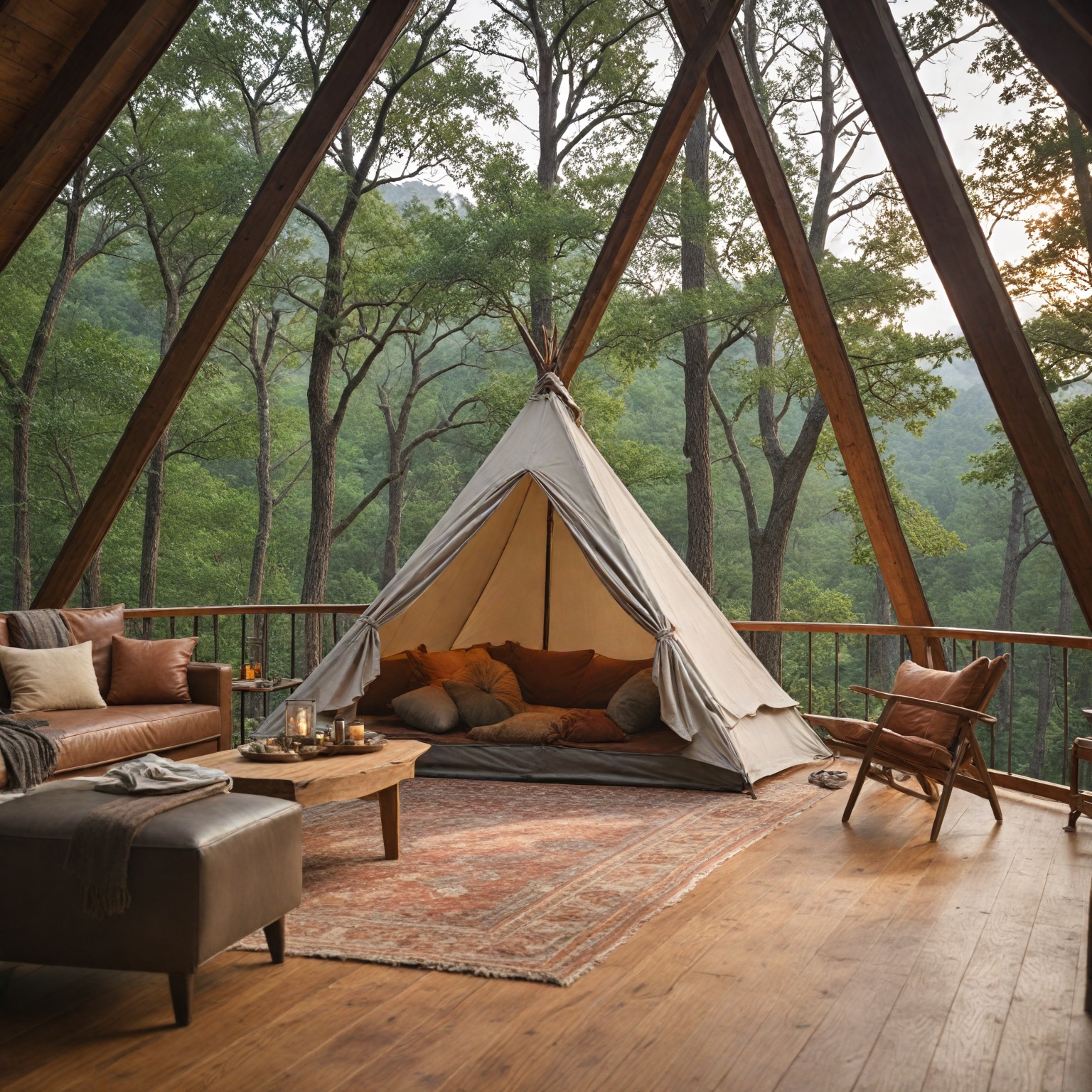 Elevated elegance in a tent triangle retreat