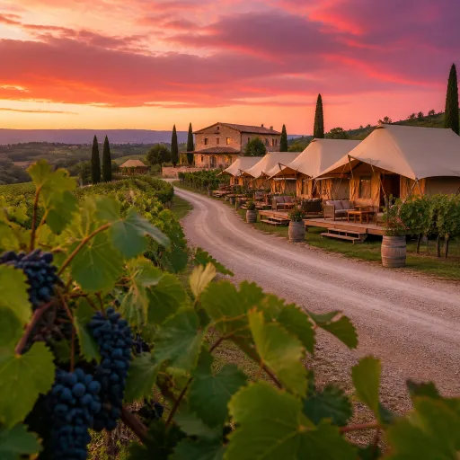 Tuscany winery hotel stays with luxury tents and vineyard elegance